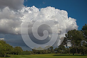 Storm Clouds Over Golf Course HDR