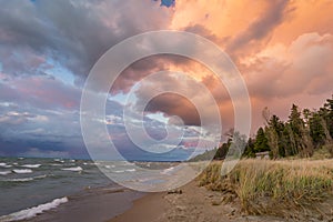 Storm Clouds Over a Lake Huron Beach