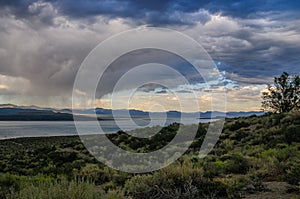 Storm clouds over mono lake