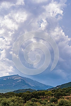 Storm clouds over mountains