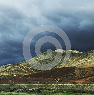 Storm clouds over the mountains at Banning California