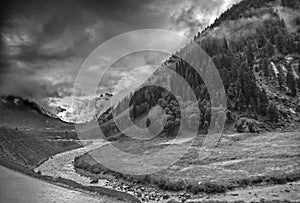 Storm clouds over mountains of ladakh, Jammu and Kashmir, India