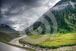 Storm clouds over mountains of ladakh, Jammu and Kashmir, India