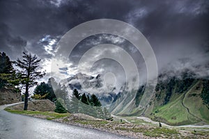 Storm clouds over mountains of ladakh, Jammu and Kashmir, India