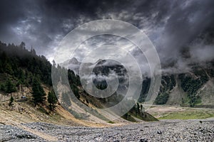 Storm clouds over mountains of ladakh, Jammu and Kashmir, India