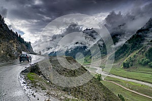 Storm clouds over mountains of ladakh, Jammu and Kashmir, India