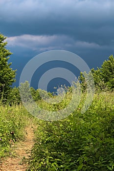 storm clouds over mountains in summer