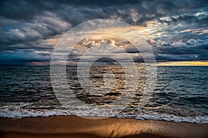 Storm clouds over the ocean on a beach near Pattaya, Thailand