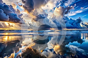 Storm Clouds Over Pacific Ocean at Dusk