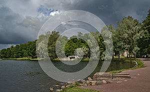 Storm clouds over the park in summer. Gatchina. Russia