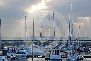 Storm clouds over Torquay harbour, Devon