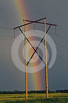Storm Clouds Prairie Sky Rainbow