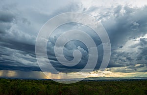 Storm clouds with the rain. Nature Environment Dark huge cloud sky black stormy cloud