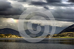 Storm clouds with rainbow, Loch Broom, Highlands, Ullapool. Highlands, Scotland photo