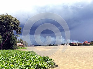 Storm clouds on river, Thailand