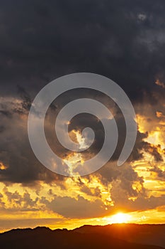 Storm clouds and sunset