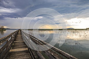 Storm coming on Lake Trasimeno in Umbria in Italy