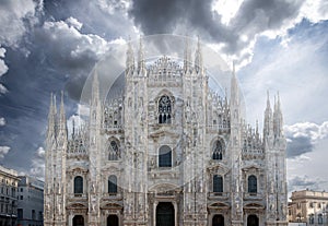 Storm coming over Duomo, in Milan, Italy photo