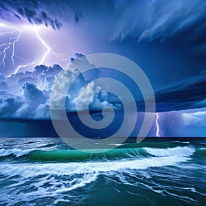 a storm is coming over the ocean with a boat in the water below it and a sky filled with clouds above it and a boat in