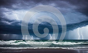 a storm is coming over the ocean on a cloudy day