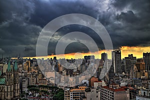 Storm coming. Sao Paulo skyline in the afternoon.