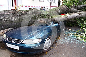 Storm damage car photo