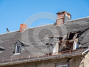 Storm damage at a house