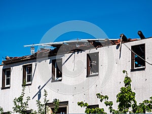 Storm damage to a house