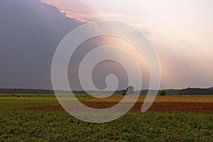 Sky over the fields. Before the storm photo