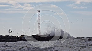 Storm day with blue sky on baltic sea