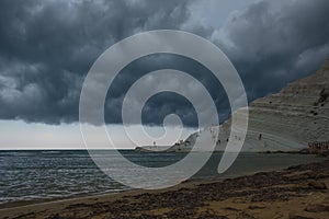 Storm day with gray clouds in the sky