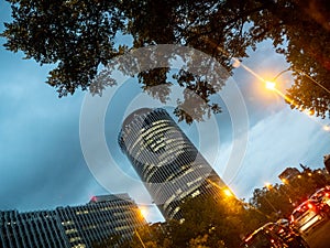 Storm day on Paseo de La Castellana, Madrid, Spain