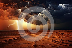 Storm in the desert. 3D render of a stormy sky, AI Generated