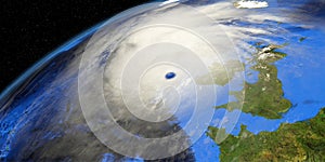 Storm Ellen over Ireland shown from Space. Elements of this 3d illustration are furnished by NASA