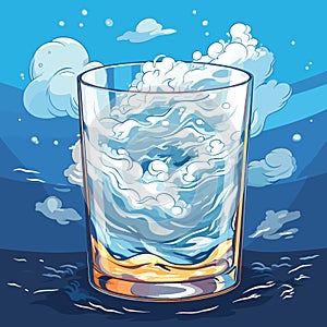 A storm in a glass of water. A major fuss over a trivial matter. Vector photo