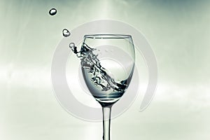Storm in a glass with white wine