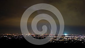Storm and lightning in the night, Vienna City, Austria
