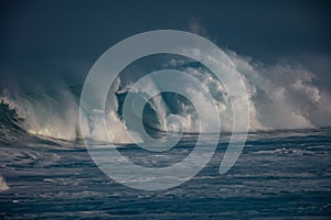 Storm in the ocean. Sea water in rough conditions