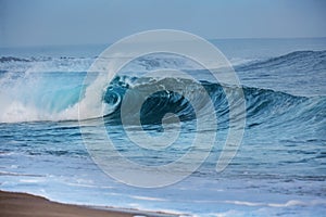 Storm at the ocean. Sea water in rough conditions