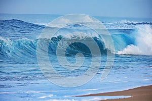 Storm at the ocean. Sea water in rough conditions