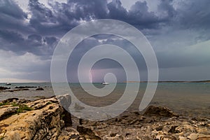 Beautiful sunset over Adriatic Sea, with beautiful dramatic cloudscape