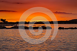 Beautiful sunset over Adriatic Sea, with beautiful dramatic cloudscape