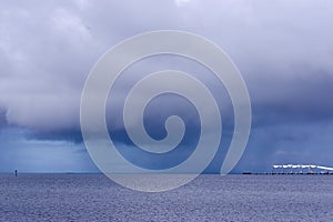 Storm over Ardrossan and grain loading jetty, Yorke Peninsua, South Australia.