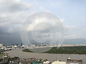 Storm over Bangkok skyline