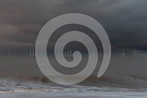 Storm over Caister on Sea Wind farm