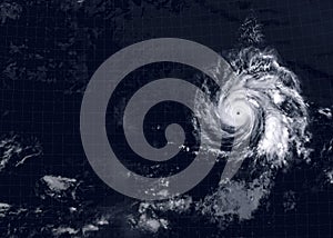 Storm over sea for background, view of tropical hurricane eye from space