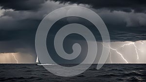 storm over the sea He was sailing on his boat, enjoying the calm and sunny day. He didn\'t notice the dark clouds forming