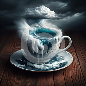 A storm and rough seas in a teacup and saucer