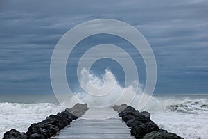 Storm at the sea side in Biarritz