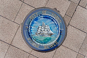 Storm Sewer Manhole Cover In One Of The Towns In New York City